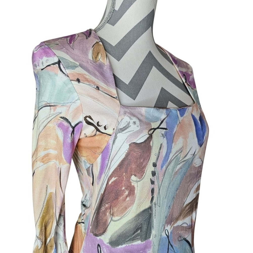 Ted Baker London Devinah Abstract Art Floral Square Neck Top Size 2 US 6
